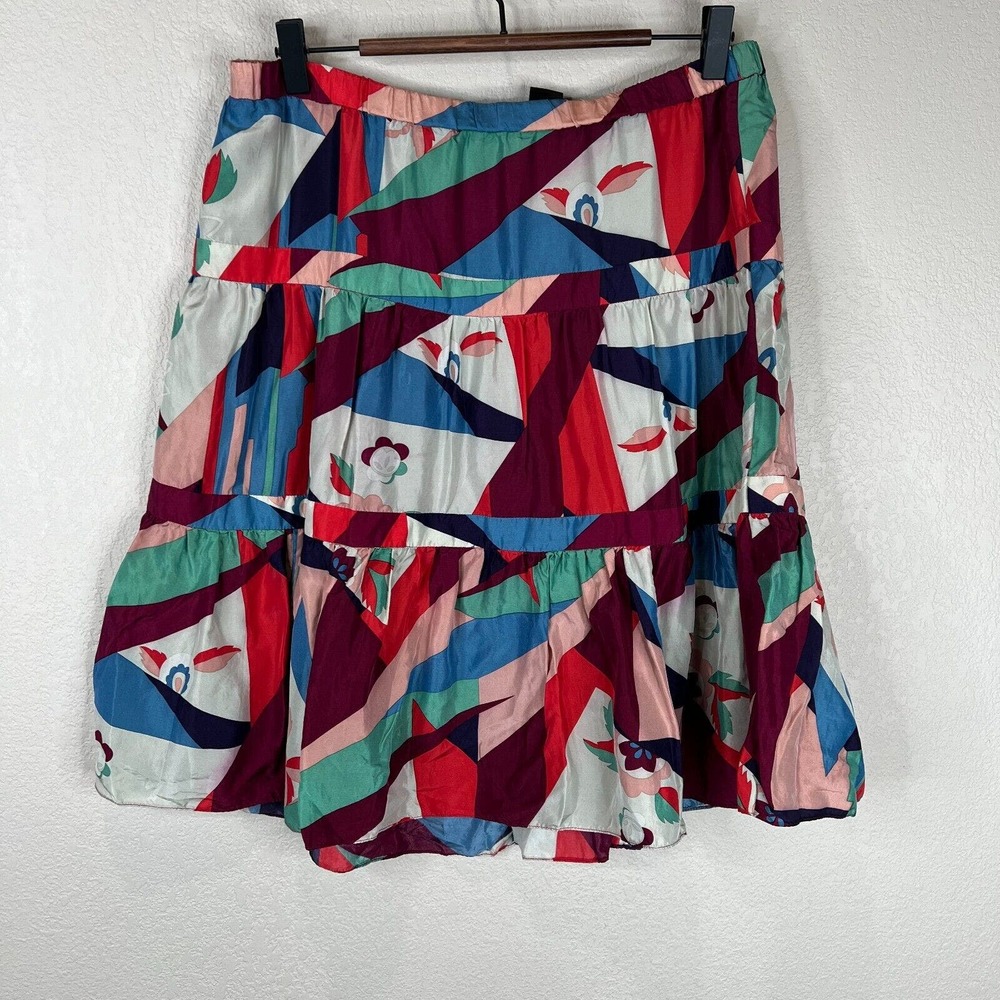 Marc Jacobs Women's Silk Blend Tiered Abstract A-Line Skirt Multicolor Size 6